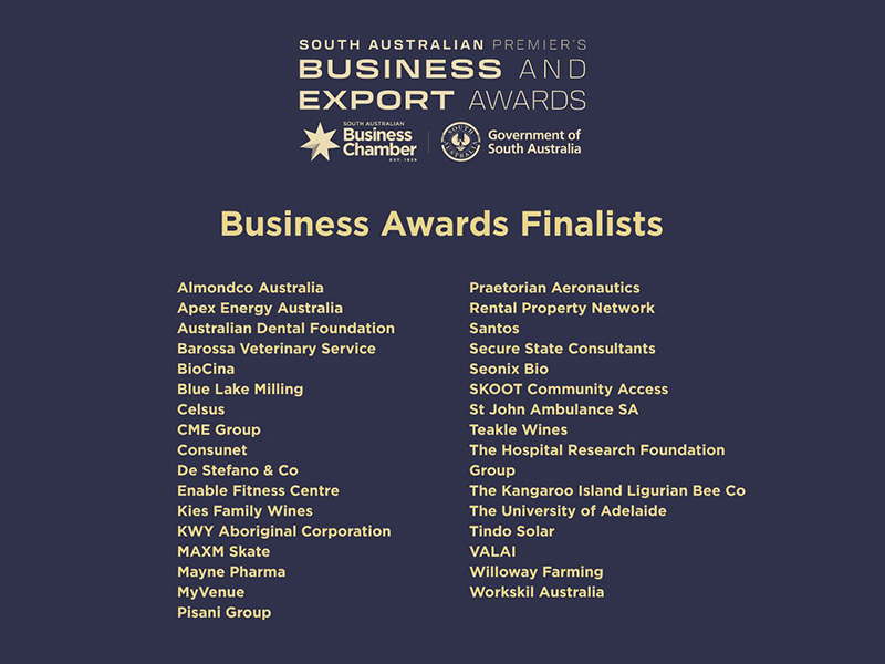 Business Award finalist in the 2025 South Australian Premier’s Business and Export Awards
